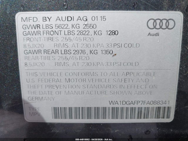 Audi Q5 3.0t Premium Plus 2015 WA1DGAFP7FA088341 Image 9