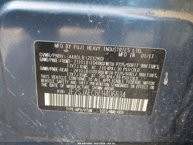 Продаж на аукціоні авто 2014 Subaru Forester 2.5i Premium, vin: JF2SJAEC8EH406634, номер лоту: 44910084