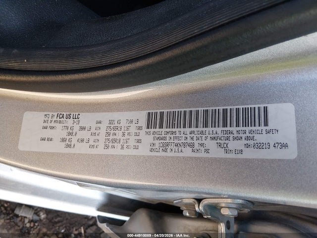 2019 Ram 1500 Big Horn/lone Star  4x4 5'7 Box მანქანა იყიდება აუქციონზე, vin: 1C6SRFFT4KN787468, აუქციონის ნომერი: 44910089