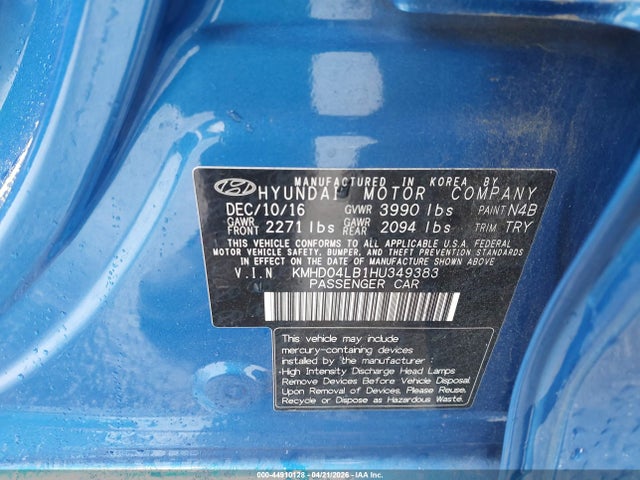 KMHD04LB1HU349383 Hyundai Elantra Sport