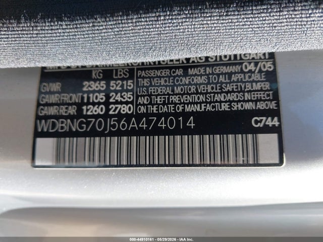 44910161 :رقم المزاد ، WDBNG70J56A474014 vin ، 2006 Mercedes-benz S 430 مزاد بيع