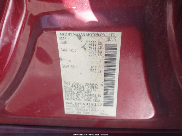 1N4AL3AP4FN918117 Nissan Altima 2.5 S