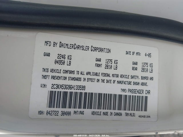 44910191 :رقم المزاد ، 2C3KA53G96H133599 vin ، 2006 Chrysler 300 Touring مزاد بيع