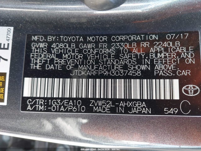 Toyota Prius Prime Advanced 2017 JTDKARFP9H3037458 Image 9