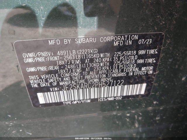 Продаж на аукціоні авто 2023 Subaru Forester Touring, vin: JF2SKARC2PH527122, номер лоту: 44910296