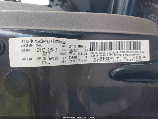 2005 Jeep Grand Cherokee Laredo მანქანა იყიდება აუქციონზე, vin: 1J4GR48K45C630850, აუქციონის ნომერი: 44910295