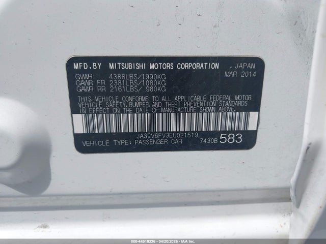 Mitsubishi Lancer Ralliart 2014 JA32V6FV3EU021519 Image 9