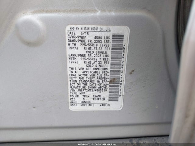 Nissan Rogue Sl 2018 JN8AT2MT3JW485619 Image 9