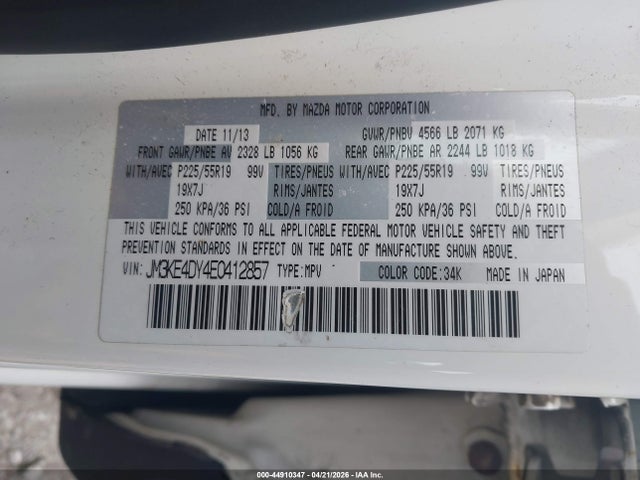 Продажа на аукционе авто 2014 Mazda Cx-5 Grand Touring, vin: JM3KE4DY4E0412857, номер лота: 44910347