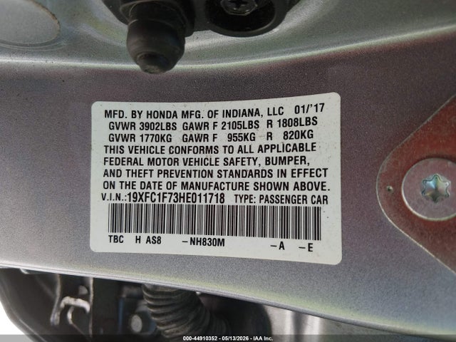 Aukcja sprzedaży 2017 Honda Civic Ex-l, vin: 19XFC1F73HE011718, numer aukcji: 44910352