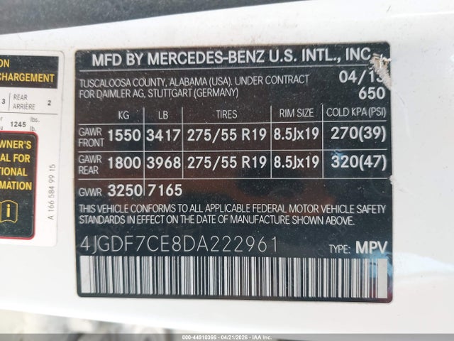 Продаж на аукціоні авто 2013 Mercedes-benz Gl 450 4matic, vin: 4JGDF7CE8DA222961, номер лоту: 44910366