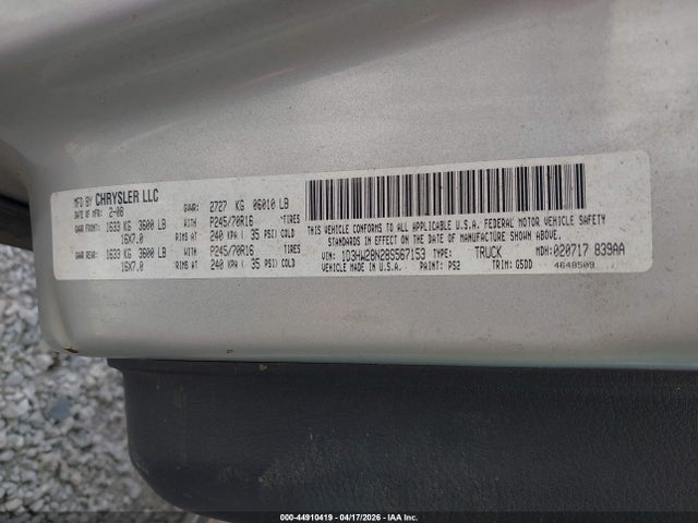 Продаж на аукціоні авто 2008 Dodge Dakota St, vin: 1D3HW28N28S567153, номер лоту: 44910419