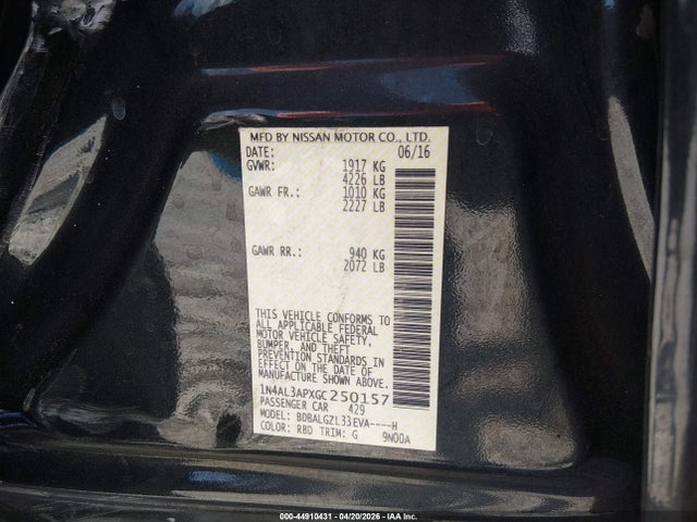 1N4AL3APXGC250157 Nissan Altima 2.5 S