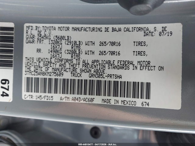 3TMCZ5AN8KM275609 Toyota Tacoma Trd Off Road