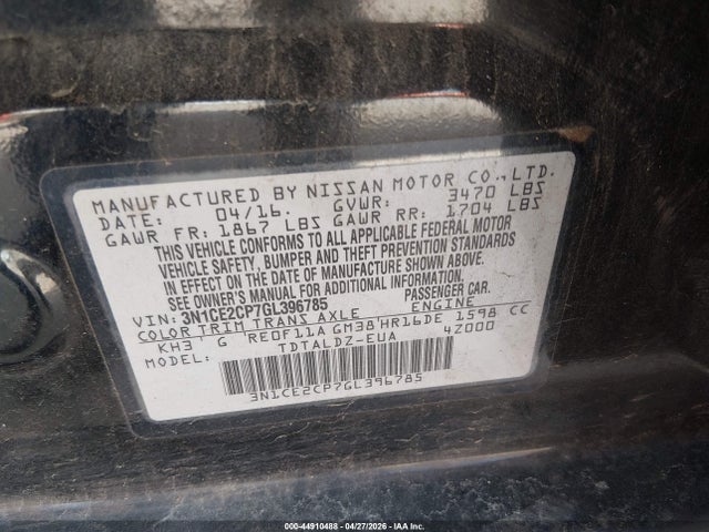 Nissan Versa Note S (sr)/s Plus/sl/sr/sv 2016 3N1CE2CP7GL396785 Image 9