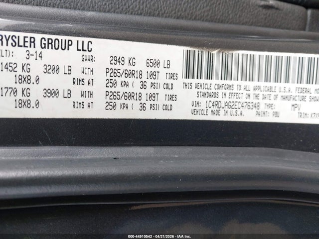 Продажа на аукционе авто 2011 Dodge Durango Crew, vin: 1D4RE4GG1BC692972, номер лота: 44910542