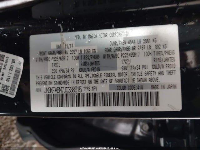 44910545 :رقم المزاد ، JM3KFABM7J0338615 vin ، 2018 Mazda Cx-5 Sport مزاد بيع