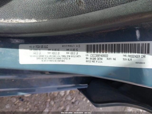 Aukcja sprzedaży 2015 Chrysler 200 S, vin: 1C3CCCBB8FN699222, numer aukcji: 44910560