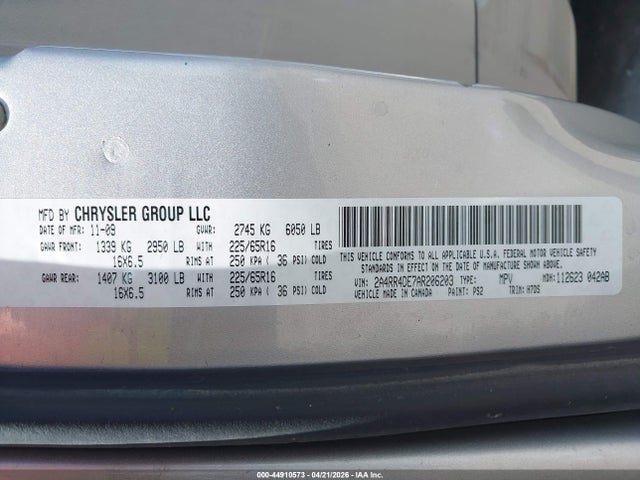 Продаж на аукціоні авто 2010 Chrysler Town & Country Lx, vin: 2A4RR4DE7AR206203, номер лоту: 44910573