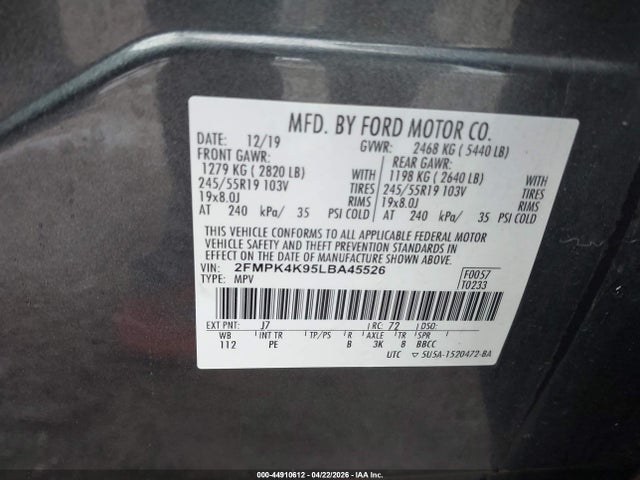 Ford Edge Titanium 2020 2FMPK4K95LBA45526 Image 9