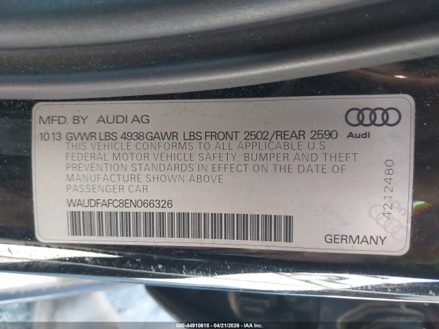 2014 Audi A6 2.0t Premium მანქანა იყიდება აუქციონზე, vin: WAUDFAFC8EN066326, აუქციონის ნომერი: 44910618