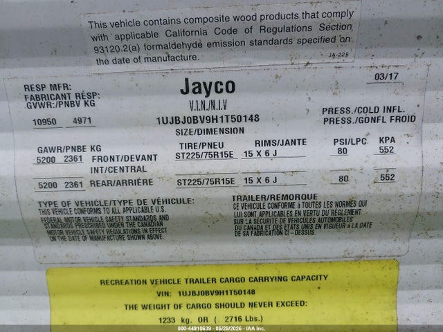 Jayco Jay Flight 2017 1UJBJ0BV9H1T50148 Image 9