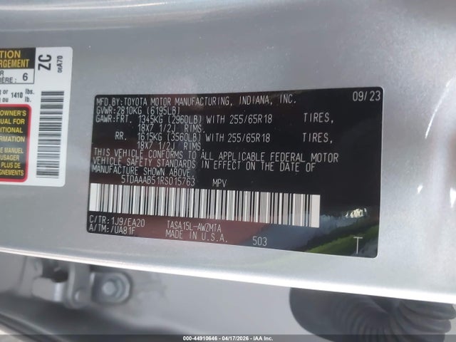 2024 TOYOTA GRAND HIGHLANDER 5TDAAAB51RS015763 Photo 8