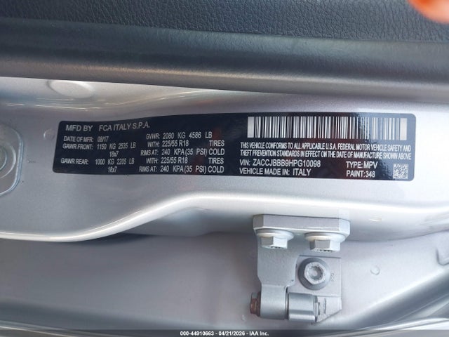 44910663 :رقم المزاد ، ZACCJBBB9HPG10098 vin ، 2017 Jeep Renegade Altitude 4x4 مزاد بيع