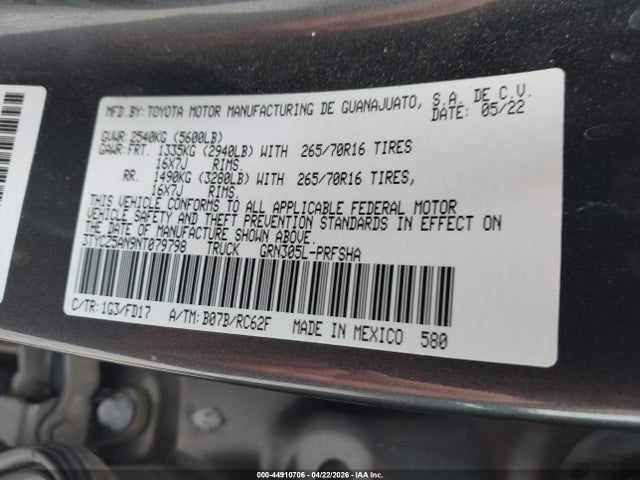3TYCZ5AN9NT079798 Toyota Tacoma Trd Off Road