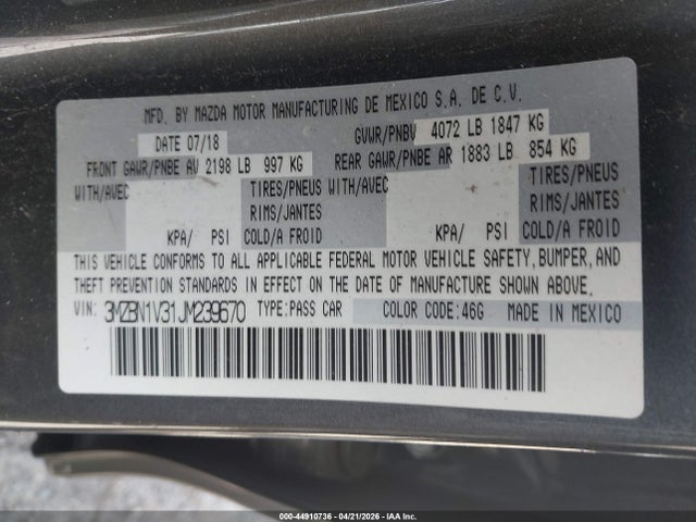 3MZBN1V31JM239670 Mazda Mazda3 Touring