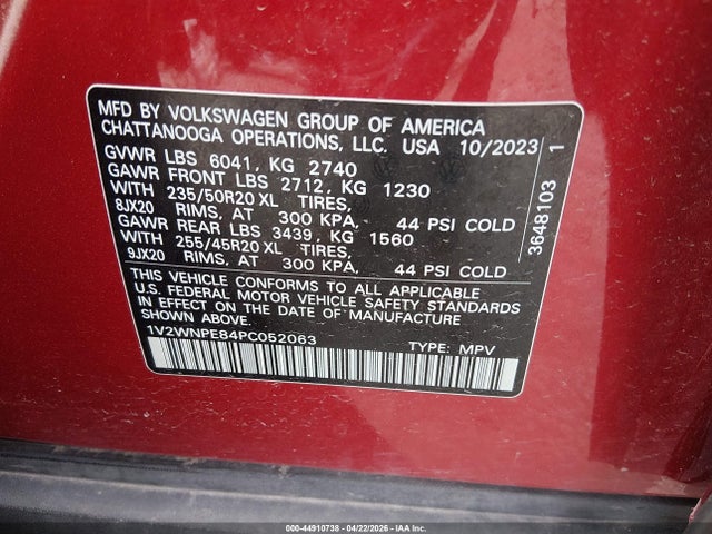 Aukcja sprzedaży 2023 Volkswagen Id.4 Awd Pro S, vin: 1V2WNPE84PC052063, numer aukcji: 44910738
