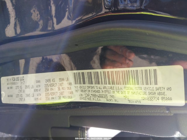 44910764 :رقم المزاد ، 1C4PJMAB8HW666325 vin ، 2017 Jeep Cherokee Sport مزاد بيع