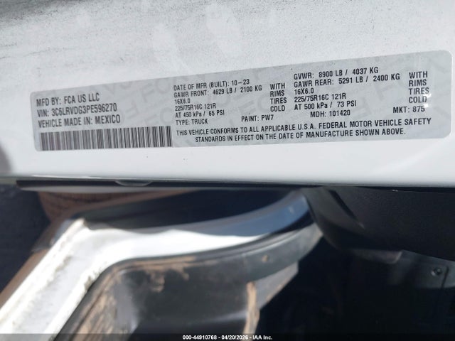 2023 RAM PROMASTER 2500 3C6LRVDG3PE596270 Photo 8