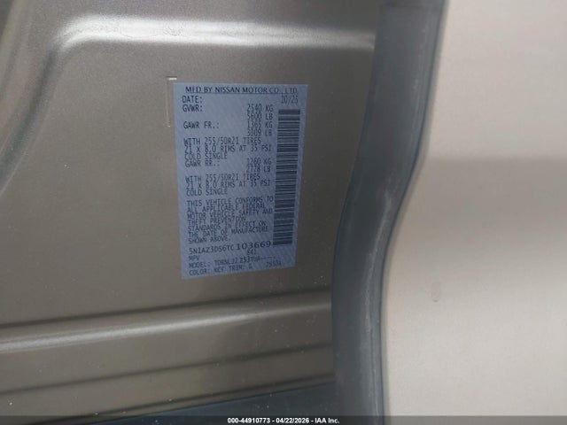 5N1AZ3DS6TC103669 Nissan Murano Platinum