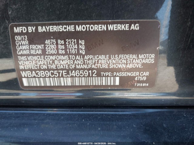 2014 Bmw 335i Xdrive მანქანა იყიდება აუქციონზე, vin: WBA3B9C57EJ465912, აუქციონის ნომერი: 44910775