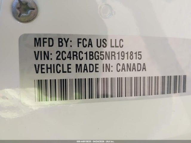 Продаж на аукціоні авто 2022 Chrysler Pacifica Touring L, vin: 2C4RC1BG5NR191815, номер лоту: 44910830