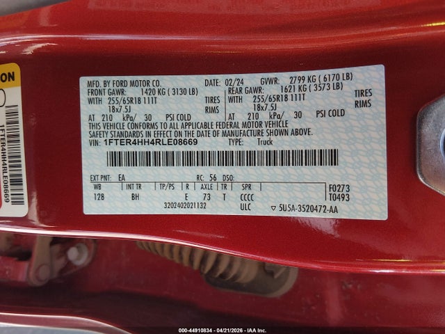 Ford Ranger Xlt 2024 1FTER4HH4RLE08669 Image 9