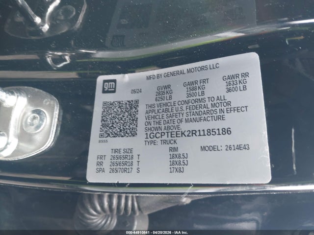 Продажа на аукционе авто 2024 Chevrolet Colorado 4wd Trail Boss, vin: 1GCPTEEK2R1185186, номер лота: 44910841