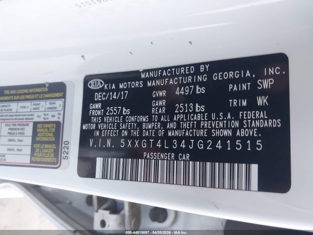 5XXGT4L34JG241515 KIA Optima S