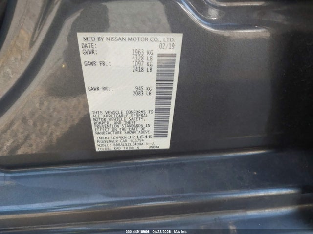 Nissan Altima 2.5 Sr 2019 1N4BL4CV4KN321646 Image 9