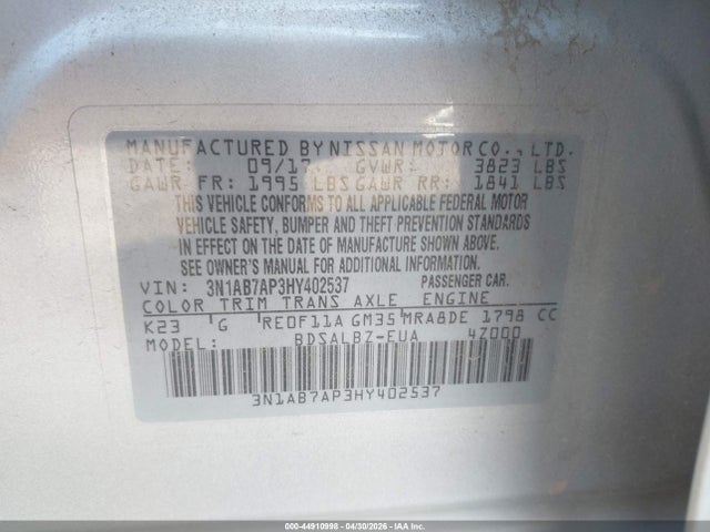 3N1AB7AP3HY402537 Nissan SENTRA S