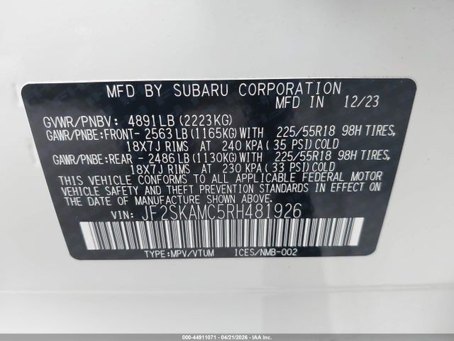 JF2SKAMC5RH481926 Subaru Forester Touring
