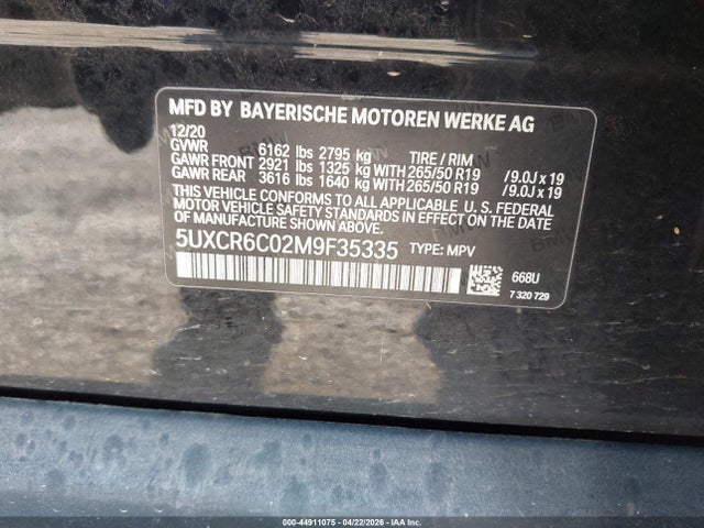 2021 Bmw X5 Xdrive40i მანქანა იყიდება აუქციონზე, vin: 5UXCR6C02M9F35335, აუქციონის ნომერი: 44911075