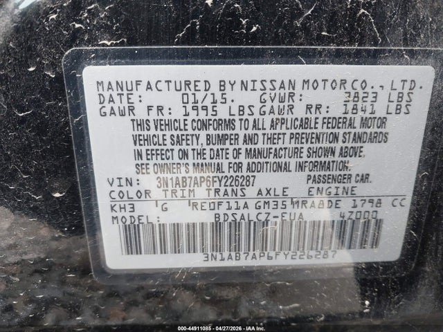3N1AB7AP6FY226287 Nissan SENTRA S