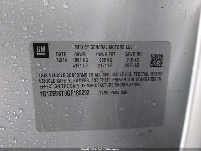 Aukcja sprzedaży 2016 Chevrolet Malibu 1lt, vin: 1G1ZE5ST0GF189293, numer aukcji: 44911093