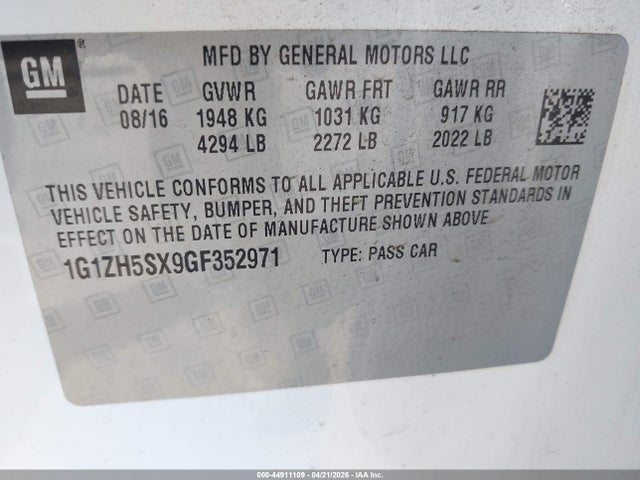 1G1ZH5SX9GF352971 Chevrolet Malibu Premier