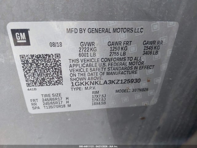 1GKKNKLA3KZ125930 GMC Acadia Sle-1