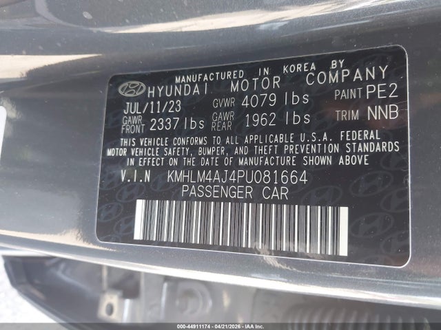 2023 Hyundai Elantra Hybrid Blue მანქანა იყიდება აუქციონზე, vin: KMHLM4AJ4PU081664, აუქციონის ნომერი: 44911174