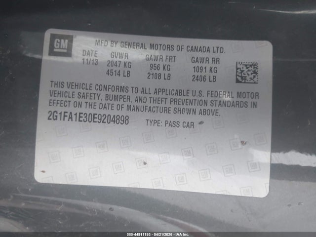 Aukcja sprzedaży 2014 Chevrolet Camaro 2ls, vin: 2G1FA1E30E9204898, numer aukcji: 44911193