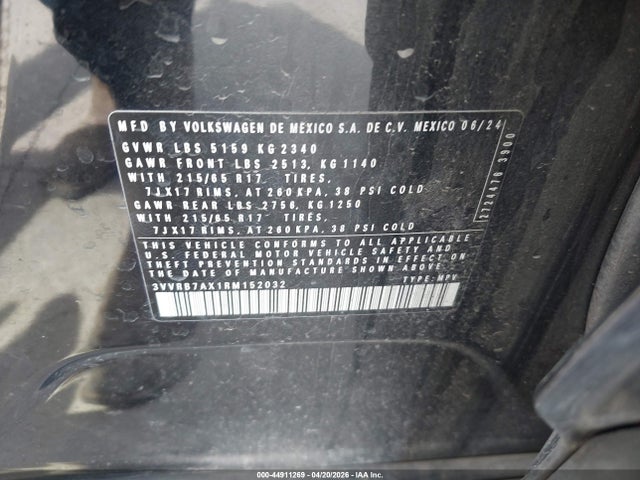 Продажа на аукционе авто 2024 Volkswagen Tiguan 2.0t S, vin: 3VVRB7AX1RM152032, номер лота: 44911269